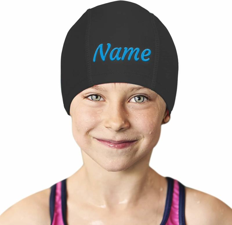 Schwimmhauben |  Kinder Schwimmhaube, Individuelle personalisierte Namensstickerei, Nylonstoff, 1 Stück Schwimmhauben für Jungen und Mädchen Schwimmhauben Schwimmhauben